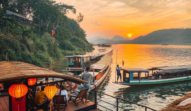 sunset cruise in Laos